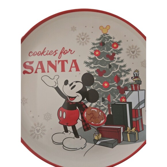 Christmas Disney Mickey Mouse Serving Plate 11"   - Cookies for Santa  - New - Picture 2 of 3